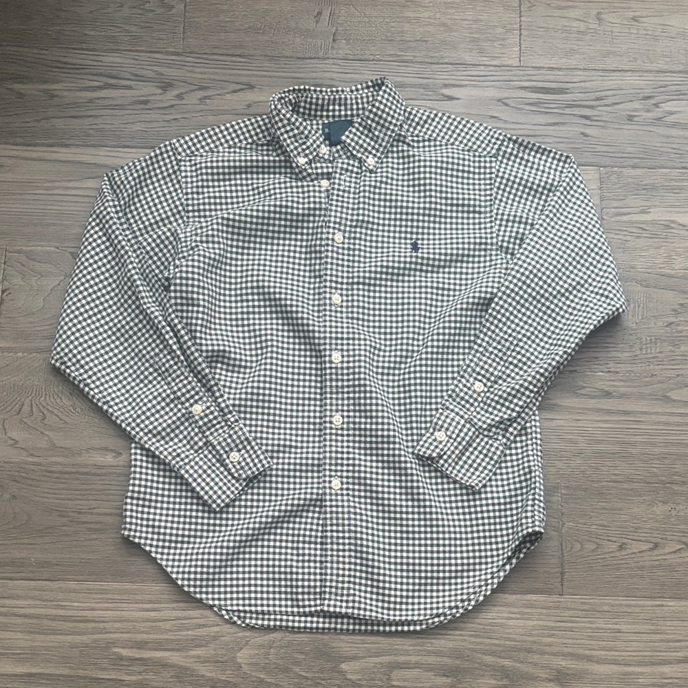 Ralph Lauren | Green and White Gingham Button Down Casual Shirt Size Medium